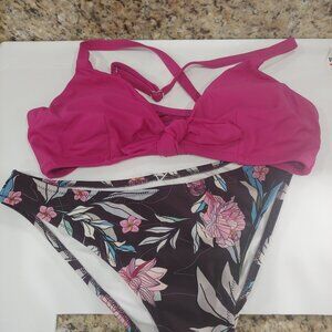 NWT CUPSHE Floral Print Knot Bunny Tie Bikini Set Size S